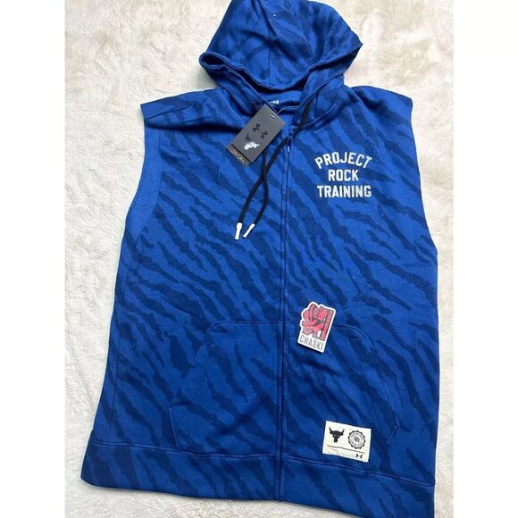 Under Armour Men's Large Project Rock Rival Fleece Sleeveless Hoodie NEW - Picture 1 of 13